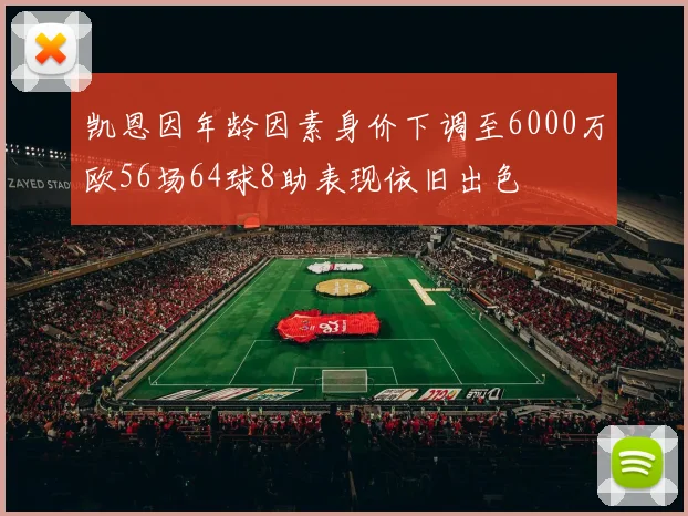 凯恩因年龄因素身价下调至6000万欧56场64球8助表现依旧出色
